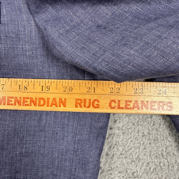 H&M Linen Blazer Sport Coat Mens 44R Blue Elbow Patches 2 Button Slim Fit Formal - Picture 6 of 12